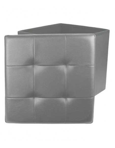 Coffre Pouf Pliable Capitonn Gris