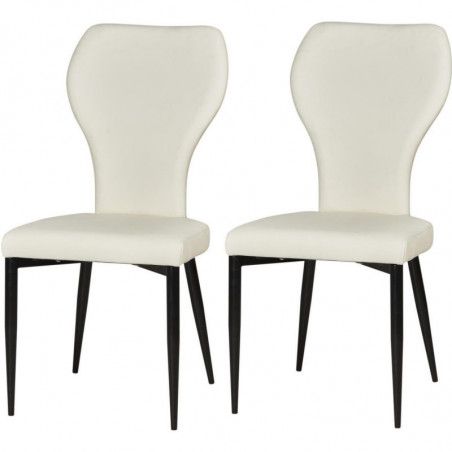 Lot de 2 chaises de séjour - Victoria - L 47 x l 59 x H 95 cm - Blanc