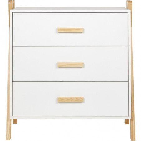 Commode en bois - Amarok - 3 tiroirs - L 76 x l 40 x H 80 cm - Blanc