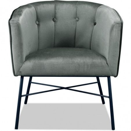 Fauteuil en velours - Fahrenheit - L 58 x l 60 x H 72 cm - Gris