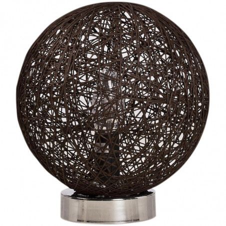 Lampe boule en rotin - D 20 cm x H 24 cm - Marron