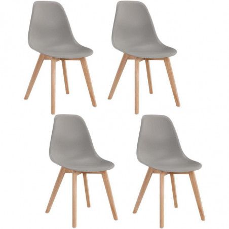 Lot de 4 chaises - Sacha - L 46,5 x P 53 x H 82 - Gris