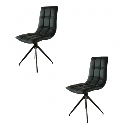 Lot de 2 chaises en cuir matelassé - Madera - L 51 x l 60 x H 86,5 cm - Noir