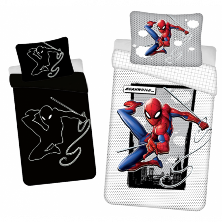 Parure de lit en coton Spider-Man phosphorescente - 140 x 200 cm - Blanc