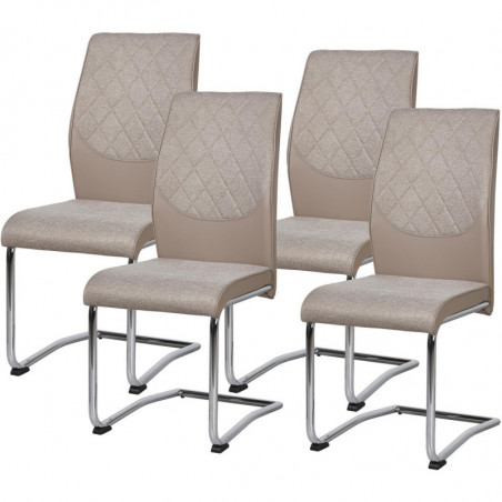 Lot de 4 chaises - Bergam - L 44 x l 58 x H 100 cm - Taupe