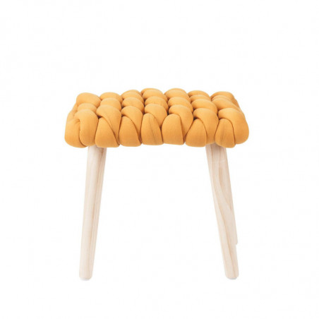 Tabouret en tissu tressé - Dona - L 37 x l 25 x H 35 cm - Orange