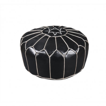 Pouf rond vintage - Fesa - D 50 x H 30 cm - Noir