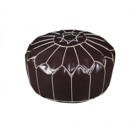 Pouf rond vintage - Fesa - D 50 x H 30 cm - Marron