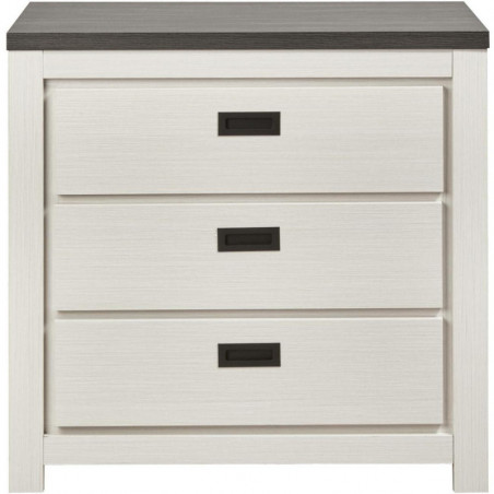 Commode - 3 tiroirs - Bernado - L 86 x l 45,5 x H 82 cm - Beige et Gris