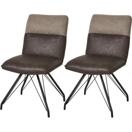 Lot de 2 chaises - Gillou - L 48,5 x l 67 x H 86,5 cm - Marron