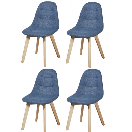 Lot de 4 chaises en tissu - Saba - L 46,5 x l 53 x H 83 cm - Bleu