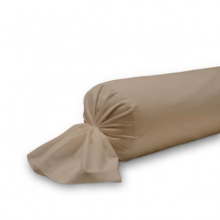 Taie de traversin uni en coton - 45 x 185 cm - Beige