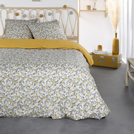 Parure de lit en coton réversible - Sunshine - l 220 x L 240 - Imprimé fleur