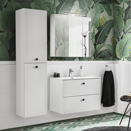 Ensemble meuble vasque + Armoire miroir + Grande armoire - 100 cm - Cuba White