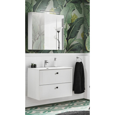 Ensemble meuble vasque + Armoire miroir - 80 cm - Cuba White