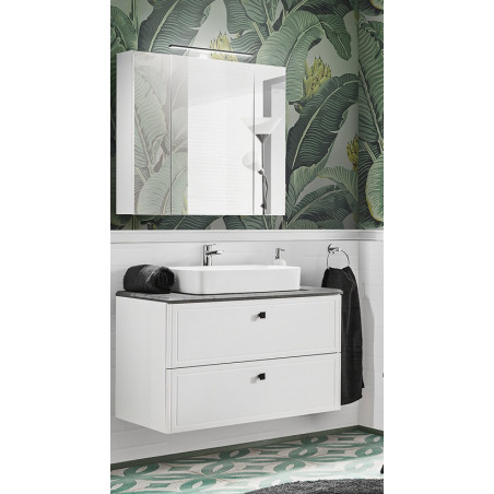 Ensemble meuble vasque à poser + Armoire miroir - 100 cm - Cuba White