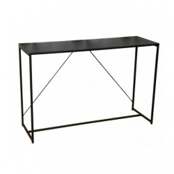 Ensemble table haute pliante et 4 tabourets - Noir mat et chêne - Bois et  métal - Table L 80 x H 89 x P 40-80 cm