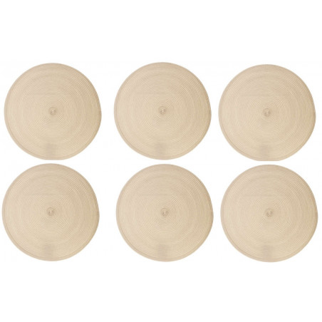 Lot de 6 sets de table ronds - D 38 cm - Beige