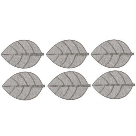 Lot de 6 sets de table feuilles - 50 x 33 cm - Gris