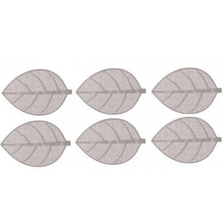 Lot de 6 sets de table feuilles - 50 x 33 cm - Gris clair