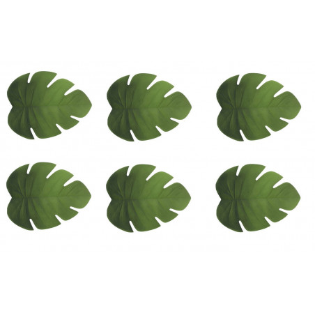 Lot de 6 sets de table feuille - L 47 x l 37,5 cm - Vert