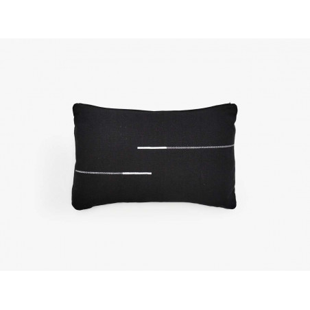 Housse de coussin brodée en coton - Kamala - 40 x 60 cm - Noir ébène