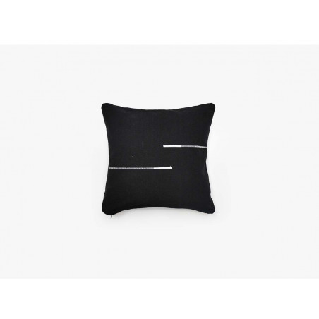 Housse de coussin brodée en coton - Kamala - 45 x 45 cm - Noir ébène