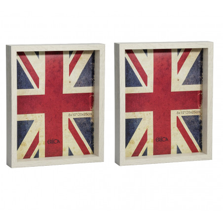 Lot de 2 cadres photo en bois - ERICA "So" - 26,5 x 21,5 x 4 cm - Beige