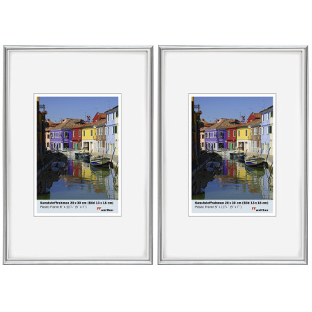 Lot de 2 cadres photos - Walther Galeria - 20 x 30 cm - Argent