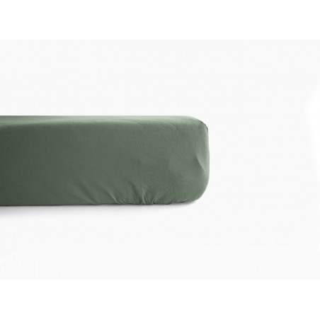 Drap housse en coton lavé - Palace - 160 x 200 cm - Vert cèdre