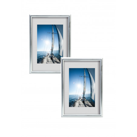 Lot de 2 cadres photos - Erica - 40 x 40 cm - Argent