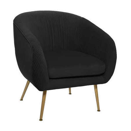 Fauteuil en velours "Solaro" - Noir - 75 x 70 x 78 cm