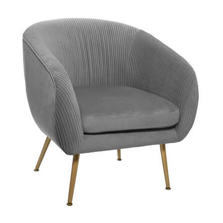 Fauteuil en velours "Solaro" - Gris -75 x 70 x 78 cm