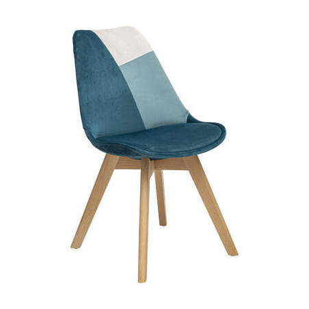 Chaise patchwork - 48,5 x 55 x 81,5 cm - Bleu canard