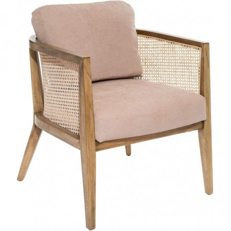 Fauteuil en bois et cannage rotin - Taupe - H 78 cm