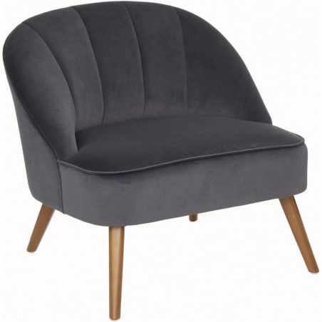 Fauteuil en velours Naova - Gris - L 78 x H 71 cm