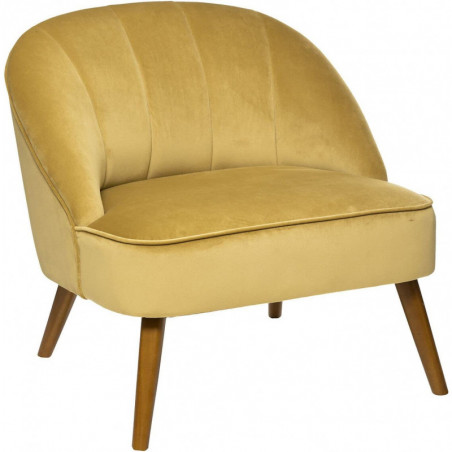 Fauteuil en velours Naova - Jaune cumin - L 78 x H 71 cm