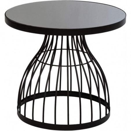 Table Kushi à café tonde en métal - Noir - D 55 x H 48,5 cm