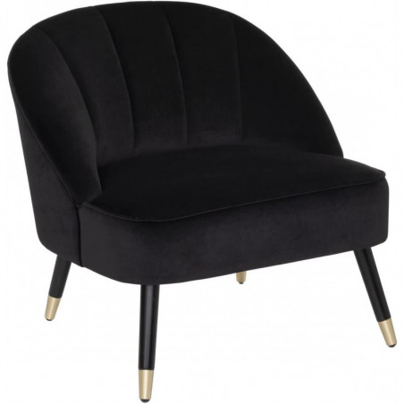 Fauteuil en velours Naova - Noir/doré - L 78 x H 71 cm