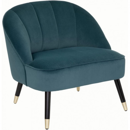 Fauteuil en velours Naova - Bleu - L 78 x H 71 cm