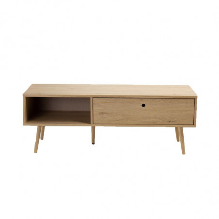 Meuble TV 1 tiroir 1 niche OSAKA - Effet bois clair - Bois - L 120 x P 39 x H 43 cm