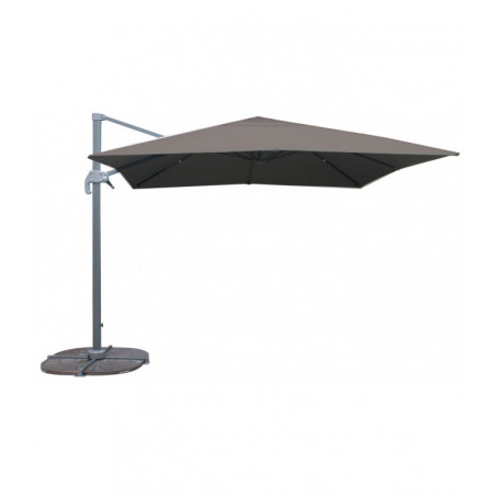 Parasol déporté carré ouverture manivelle - Gris anthracite - Polyester et aluminium - L 300 x P 300 x H 255 cm