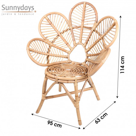 Fauteuil en rotin TULIPE - Naturel - Rotin - L 95 X 1m14