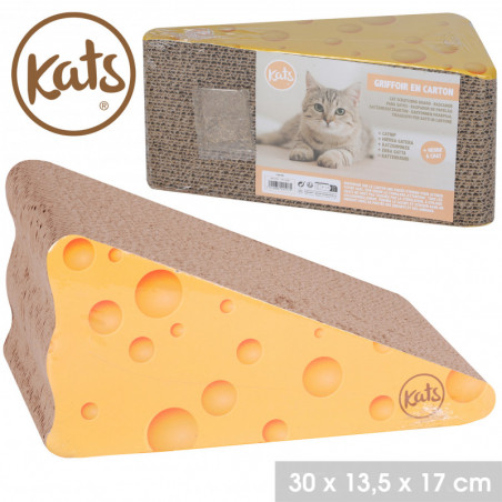 Griffoir design fromage KATS - Marron, jaune - Cartons - L 30 x l 13.5 x H 17 cm