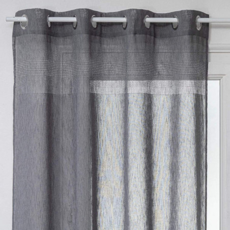 Voilage 8 oeillets - Gris - L 140 x H 240 cm