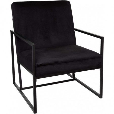 Fauteuil en velours avec accoudoirs Agathga - Noir - L 63 x H 84 cm