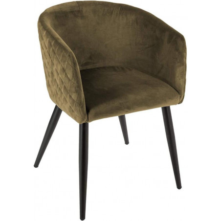 Fauteuil en velours Marlo - Vert kaki - L 56 x H 76 cm