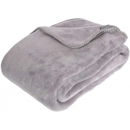 Couverture plaid microfibre - Gris - L 230 x P 180 cm