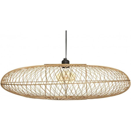 Suspension luminaire en bambou Loren - Beige - D 60 x H 25 cm