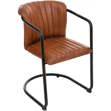 Fauteuil en cuir avec accoudoirs - Marron - L 52 x H 77,5 cm